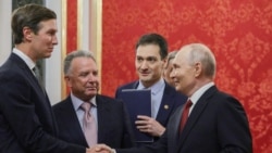 Russia's President Vladimir Putin (right) greets US special envoys Steve Witkoff (second left) and Jared Kushner (left) prior to their talks in Moscow on September 5. 