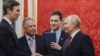 Russian President Vladimir Putin welcomes US special envoys Jared Kushner (left) and Steve Witkoff at the Kremlin on September 5.