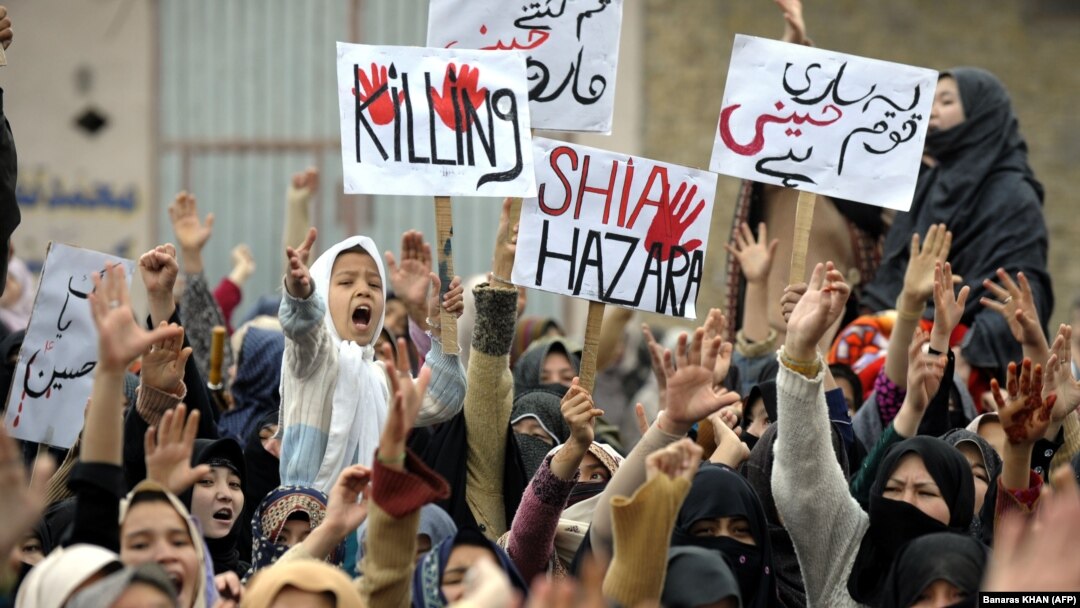Shi'ite Muslims protest on February 18 against a bombing that killed 89 people in Quetta two days earlier. Some are questioning if the authorities are able, or even willing, to stop those behind it and other attacks.