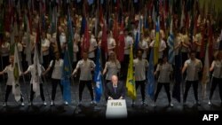 Президент ФІФА Зепп Блаттер виголошує промову на відкритті конгресу ФІФА, Цюріх, Швейцарія, 28 травня 2015 року