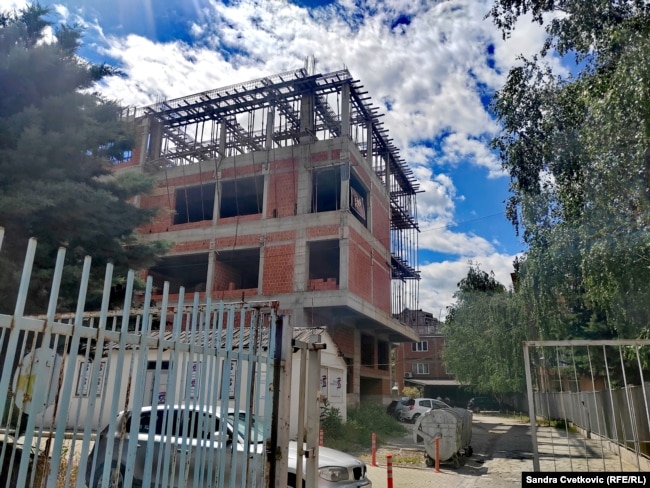 The unfinished University building in North Mitrovica, June 2026.