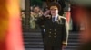 Alyaksandr Lukashenka salutes during his inauguration ceremony in Minsk on September 23, more than a month after a much-disputed presidential vote that according to official figures he won by a landslide. 