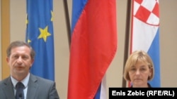 Slovenski ministar i hrvatska ministrica vanjskih poslova Karl Erjavec i Vesna Pusić, Zagreb, 19. ožujak 2012.