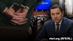 Каныбек Досмамбетов УКМКнын Жалал-Абад облустук башкармалыгын 2023-2025-жылдары жетектеген. Коллаж.