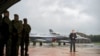 Premierul polonez Donald Tusk s-a adresat piloților militari polonezi lângă Lodz, la 11 septembrie, după incursiunea dronelor rusești în estul țării. 