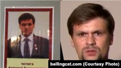 The photo of Anatoly Chepiga (left) shows a man resembling the man identified as Ruslan Boshirov (right) on the RT interview. 