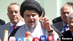 Muqtada al-Sadr Nəcəfdə mətbuat konfransı keçirir, 22 mart, 2016-cı il