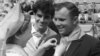 Yury Gagarin (right) and fellow soviet cosmonaut Herman Titov visit Artek Pioneer Camp in Crimea in 1961.