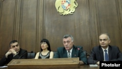 Armenia - The parliamentary leaders of the four main opposition parties at a joint news conference, Yerevan, 10Jun2014.