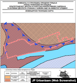 Grafički prilog iz plana na kom su obeležene karakteristike geološke podloge.