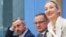 Lideri krajnje desničarske stranke Alternativa za Njemačku (AfD) Alice Weidel i Tino Chrupalla i glavni kandidat Ulrich Siegmund, prisustvuju konferenciji za novinare dan nakon izbora u pokrajini Saksonija-Anhalt u Berlinu, Njemačka, 7. septembra 2026.