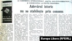 Istorici români la o conferință la Chișinău asupra Pactului Molotov-Ribbentrop