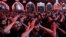 Shi'ite Muslim pilgrims commemorate the Arbaeen outside of Imam al-Hussein shrine in Karbala