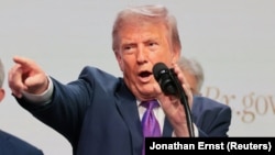 US President Donald Trump speaking at the White House on May 18, 2026.