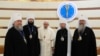 Pope Francis meets with a delegation from the Russian Orthodox Church at the congress in Kazakhstan on September 14.
