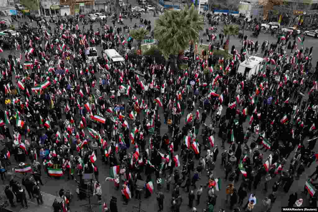 Дэманстранты ў Іране пратэстуюць супраць амэрыкана-ізраільскіх удараў 