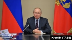 Президент России Владимир Путин на совещании Совета безопасности РФ в Кремле, 21 февраля 2020 года.