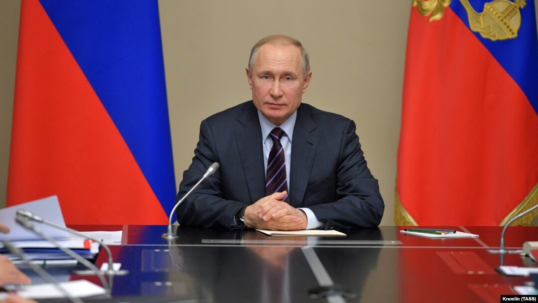 Президент России Владимир Путин во время совещания Совета безопасности в Кремле, 21 февраля 2020 года