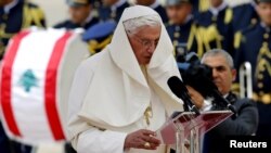 Pope Benedict XVI on his arrival at Beirut's airport on September 14.