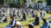 Worshippers offering the special prayer for Eid Al-Fitr in the southeastern province of Khost on April 24.