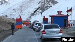 An Armenian checkpoint along the Vardenis-Sotk road set up after the 2020 war with Azerbaijan over Nagorno-Karabakh (file photo).