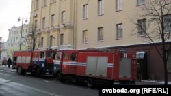 Пажарныя машыны на Камсамольскай вуліцы