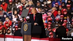 U.S. President Donald Trump holds a campaign rally at John Murtha Johnstown-Cambria County Airport in Johnstown, Pennsylvania, October 13, 2020.