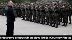 Serbian special police forces in Kraljevo, 80 kilometers from the Jarinje border with Kosovo, on September 21.