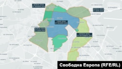 Карта на новите синя и зелена зони за паркиране в София