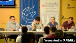 Sa konferencije za novinare o festivalu: Maja Stojanović, Dragan Popović, Kuštrim Kolići i Miljenko Dereta