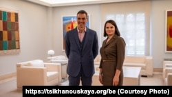 Пэдра Санчэс і Сьвятлана Ціханоўская, Мадрыд, 7 красавіка 2026