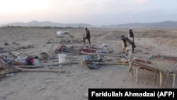 The site of a U.S. air strike in Logar Province near Kabul on August 30