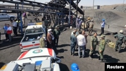 Rescuers work following a gas explosion in a coal mine in South Khorasan Province on September 22.