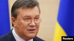 Ousted Ukrainian President Viktor Yanukovych makes a statement during a news conference in the Russian southern city of Rostov-on-Don on March 11.