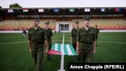 Abkhaz soldiers in Sukhumi before a ConIFA World Football Cup game