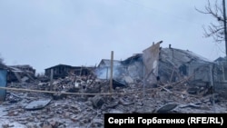 Руины на месте боев в Донецкой области Украины