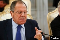 Russian Foreign Minister Sergei Lavrov reacts during a meeting with his German counterpart in Moscow on November 18.