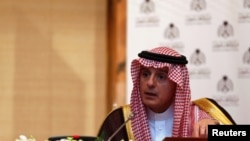 Saudi Arabia's Minister of State for Foreign Affairs Adel bin Ahmed Al-Jubeir speaks during a news conference with Russia's Foreign Minister Sergei Lavrov (not pictured) in Riyadh, Saudi Arabia March 4, 2019. REUTERS/Faisal Al Nasser