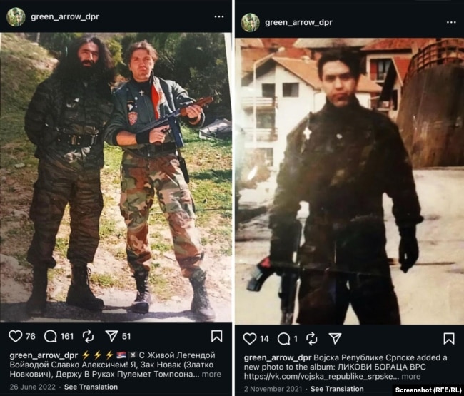 Fotografi nga fronti në Bosnje, në shoqërinë e Sllavko Aleksiqit (Postim në Instagram nga viti 2022).