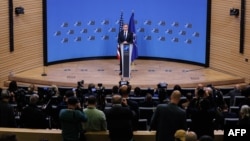 Держсекретар США Ентоні Блінкен виступає перед учасниками засідання Ради Україна-НАТО. Брюссель, 29 листопада 2023 року
