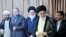 Iran top officials (R to L) former President Ahmadinejad, Supreme Leader Ali Khamenei, former Judiciary head Hashemi Shahroudi, Parliament speaker Ali Larijani, and Current Judiciary head Sadegh Larijani, on Wednesday August 18, 2010.