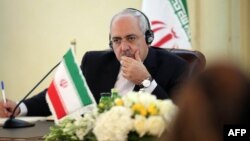 Iranian Foreign Minister Mohammad Javad Zarif speaks during a press conference at the Kuwaiti Foreign Ministry in Kuwait city on December 1.