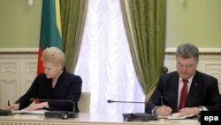 Президент Литвы Даля Грибаускайте (слева) и президент Украины Петр Порошенко.
