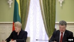 Даля Грыбаўскайце і Пятро Парашэнка на сустрэчы ў Кіеве. 24 лістапада.