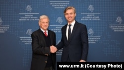 Прадстаўнік прэзыдэнта ЗША па Беларусі Джон Коўл  і міністар  замежных спраў Літвы Кястуціс Будрыс. Вільня, 14 верасьня 2026