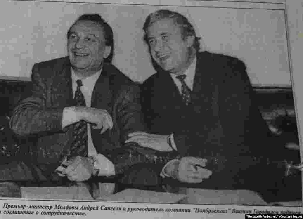 &quot;Moldavskie Vedomosti&quot;, 16 decembrie 1995, premierul Andrei Sangheli (dreapta)