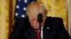 U.S. -- U.S. President Donald Trump listens during a joint news conference with Colombian President at the White House in Washington, May 18, 2017