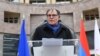 Armenia - Liliane Maury Pasquier, president of the Council of Europe's Parliamentary Assembly, speaks at the inauguration of Europe Square in Yerevan, March 28, 2019.