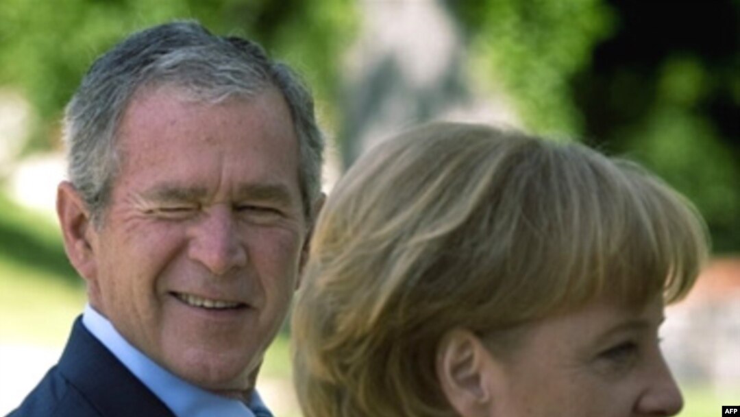George W. Bush and Angela Merkel