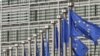 Belgium -- EU flags fly at the European Commission headquarters in Brussels, 09May2011